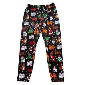 No Boundaries Juniors' Christmas dog-themed velour Leggings-L-GUC